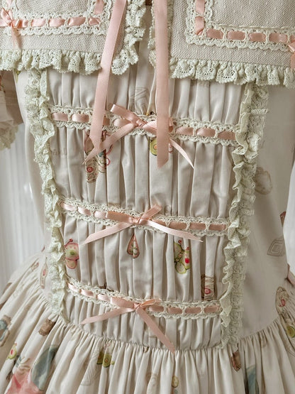 Theme Collar Print Lolita Bear Dress Doll Square and Bunny Sweet