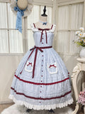 Placket Plus Available Bows Lolita Small Sizes and JSK Button Front Classic Fabric Blue Red