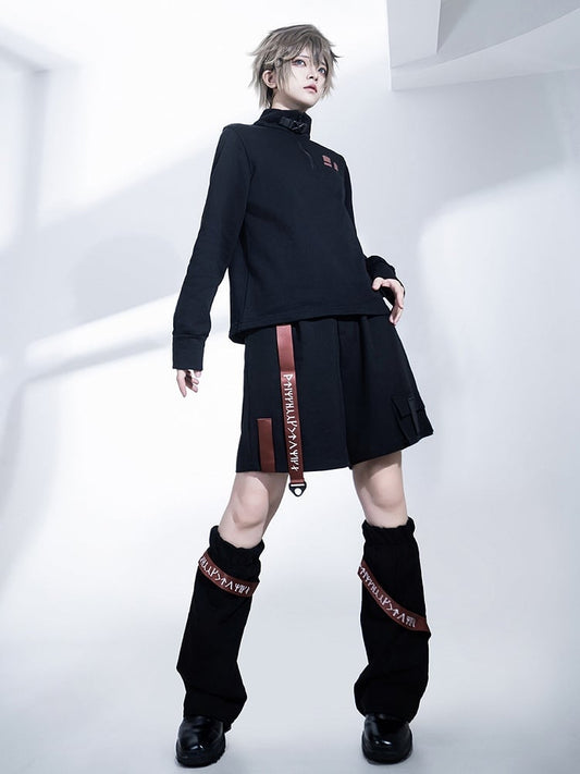 Ouji Shorts Red Techwear Fashion Strappy and Black