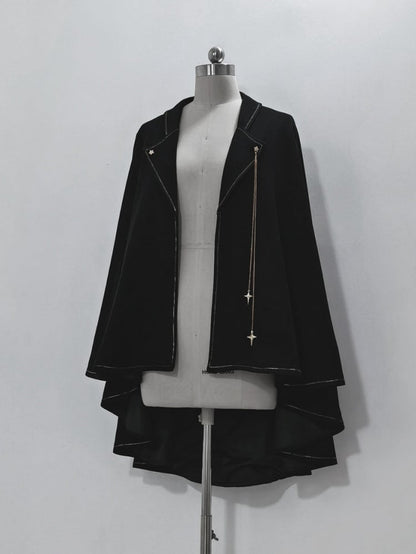 黒王子ロリータファッションハイローヘムラインケープ