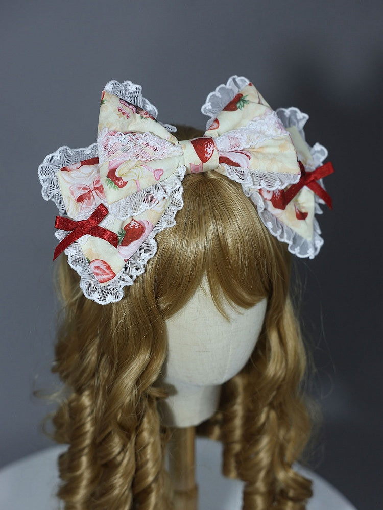 Pink Strawberry / Bowknot Print Yellow KC White