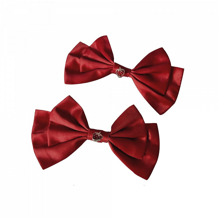 Haarspange Schleife Erdbeerrot