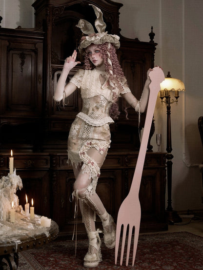 Sleeves Top Love Goth Corset Cutout Short Romantic