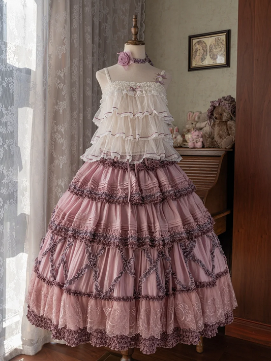 Teddy Lolita Purple Pink Embroidery Skirt Details House Fashion