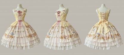 and Yellow Farm Print Sunflowers Jumper Sweet Skirt Lolita Ducks