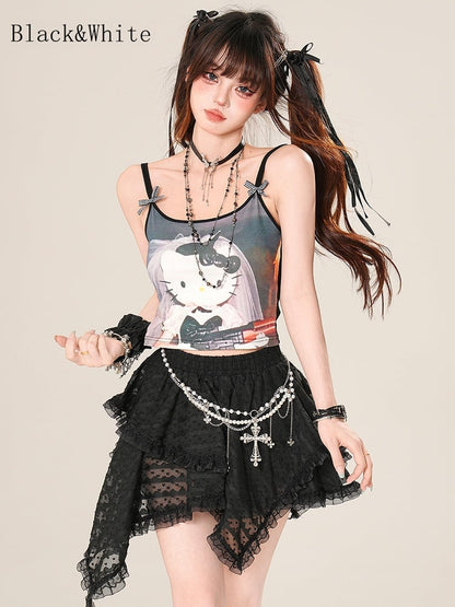 Glamorous Options – Farbe 3 – Oberteil mit Bittersweet-Camisole und Kitty-Print