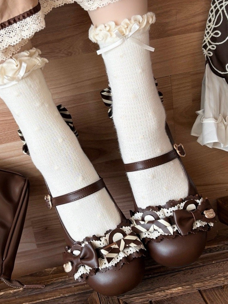 Bow Lolita Shoes Accents - Sweet Low-heel Brown