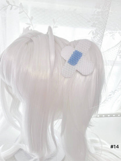 Bandage-Inspired Textured Hair White - Yami Design Kawaii Clip Mesh