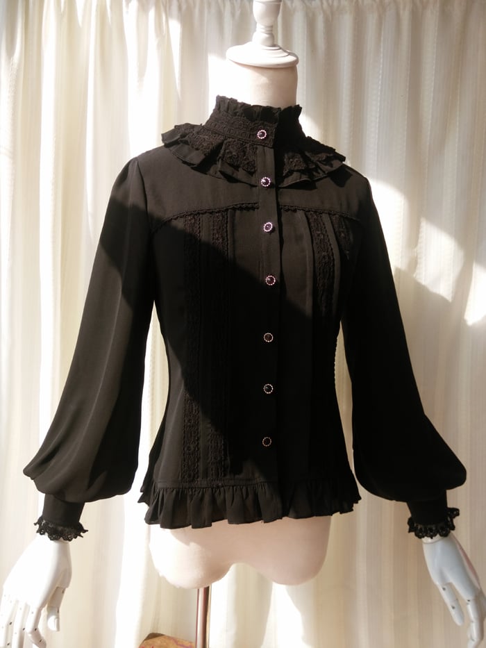 Vintage High Neck Puff Sleeve Lolita Top