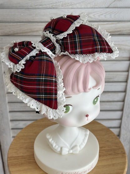 with Lace Edging KC Red/Green Bead Plaid Accents Bow Lolita and