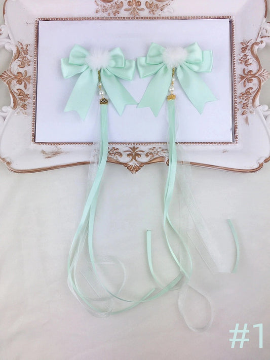 Bow of (Set with Hair Ribbons 2 Detachable Clips Fluffy