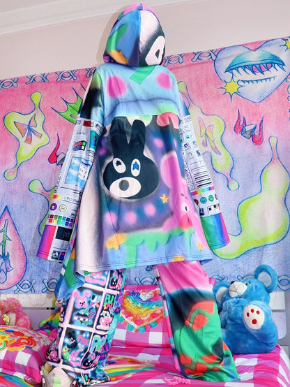 Fashion Print Gyaru Colorful Hoodie Cartoon