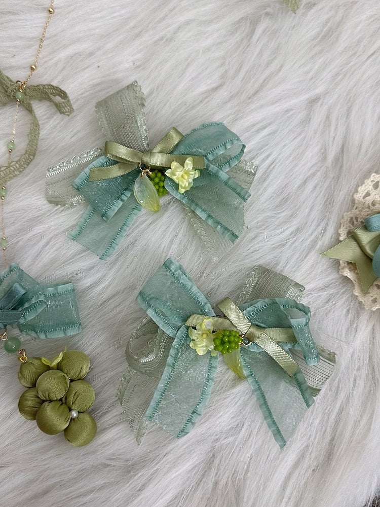 Grape Bow Green Hairclip Decorated Lolita Double-Layer