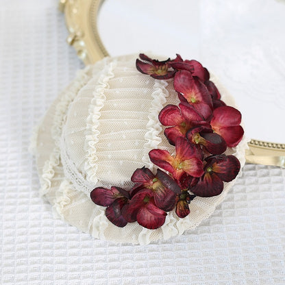 Elegant with Hat Colors - 5 edge Decorations Lace Flat Singed Hydrangea