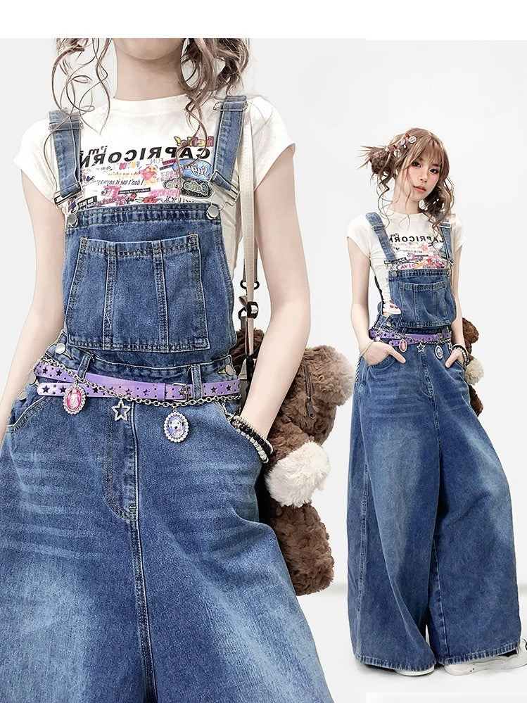 Jeans Schnitt Blau Y2K Weites Bein Bittersweet Overall