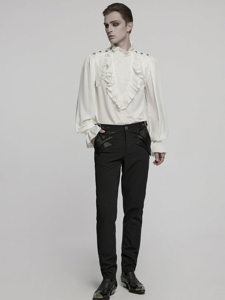 White Men's Gothic Glamorous Pullover Shirt