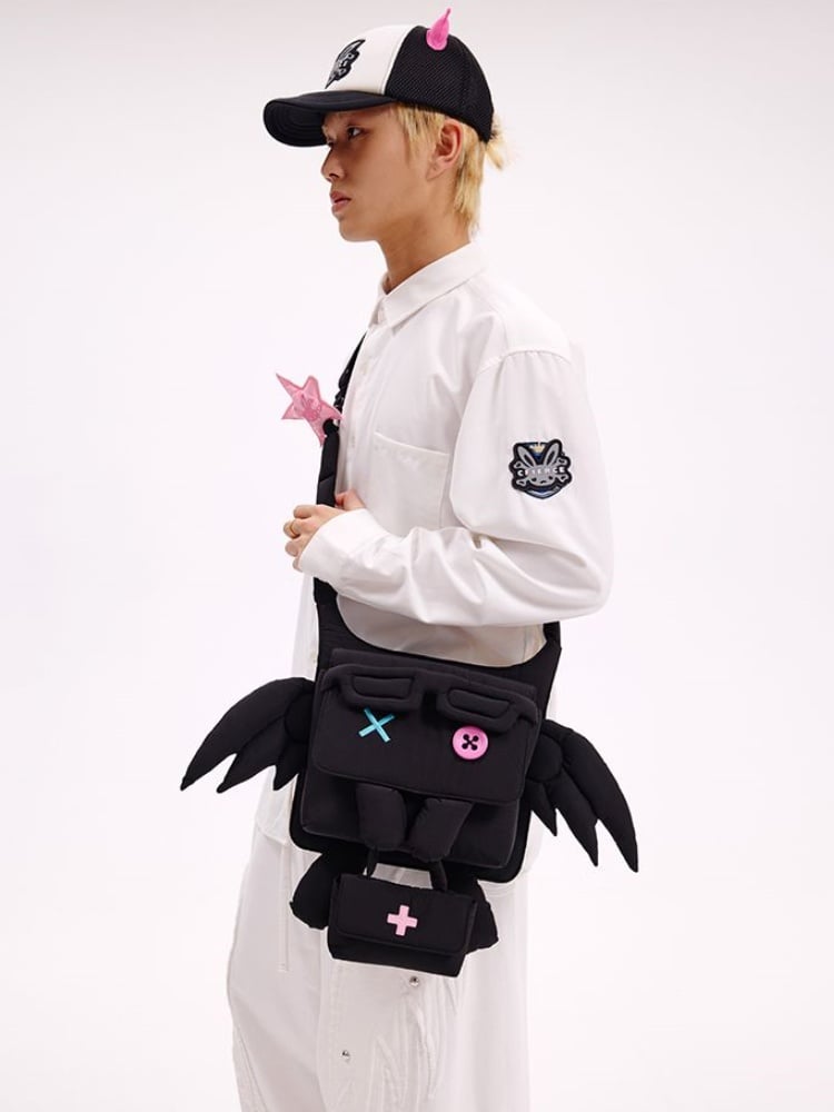 Black/White Yumi Kawaii Cross Elf Wings Bag