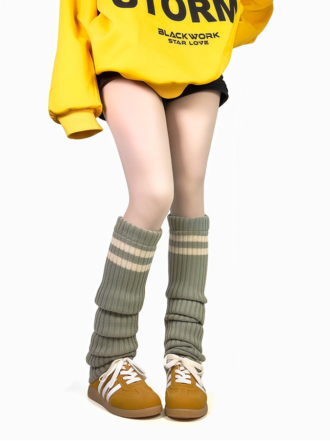 Apricot Overknee-Stulpen mit Streifenmuster, gestrickt