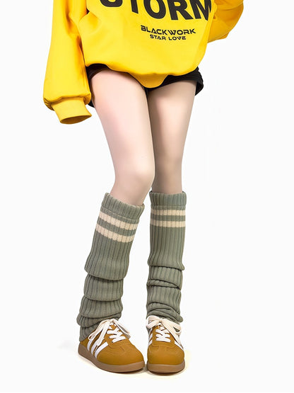 Apricot Overknee-Stulpen mit Streifenmuster, gestrickt