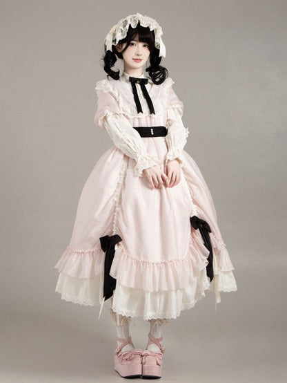 Versatile Bows and Pink Design Dress Lolita Fashion Black Waist Belt Drawstring with