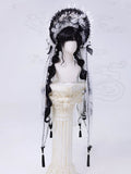 Black and Detachable with White Veil Bonnet