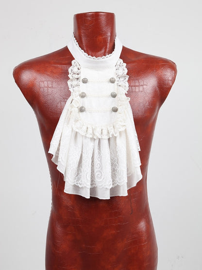 Embossing White Men's Shirt Goth Chiffon