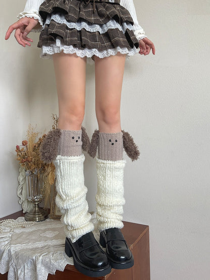 Creamy Knit Textured Warmers Leg