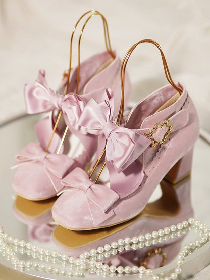 Bowknot High-heel Elegant in Shoes Lolita Details Pink