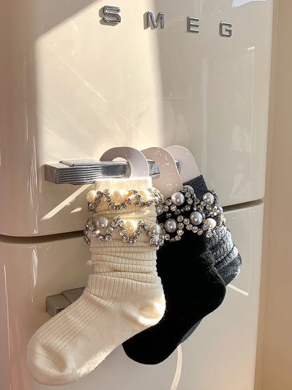 with Under-the-Knee  Stackable White Socks White/Gray/Milk Bead