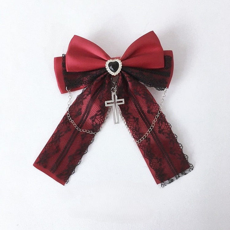 6 with Trim Lace Colors Heart Hairclip Accents Cross Black Rhinestone Bow Pendant