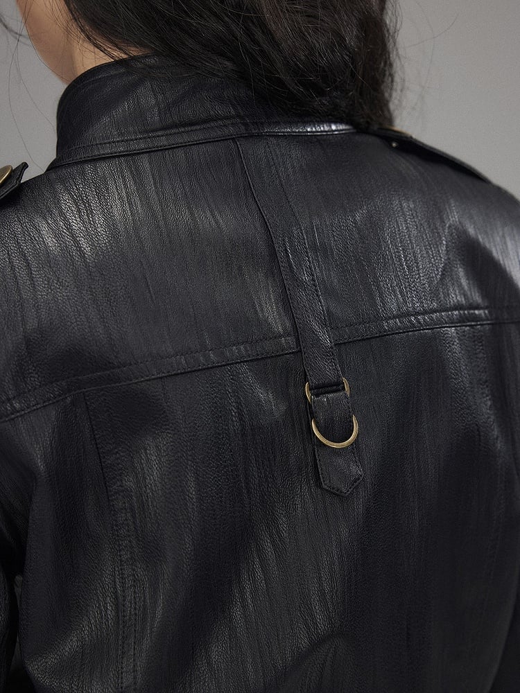 Cinching Waist Long Top Punk Sleeve Black style - Cargo