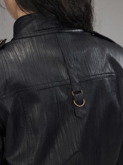 Cinching Waist Long Top Punk Sleeve Black style - Cargo