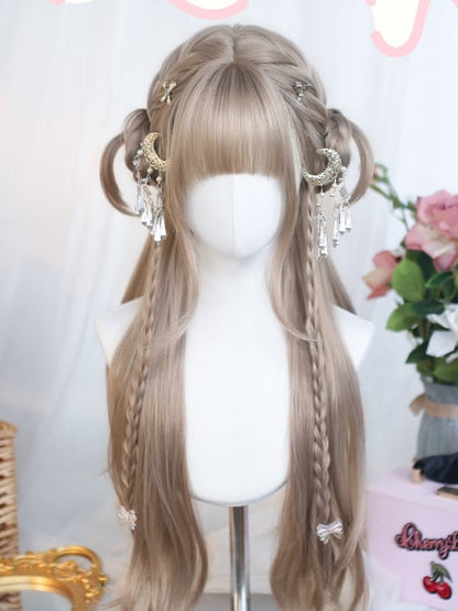 Light 60-65cm Brown Air Long Wavy Bangs With Wig