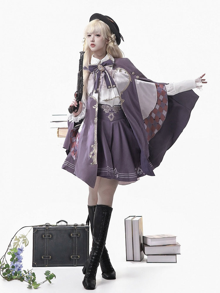 Purple Lolita Cape with Key Pattern Embellishment - Xiong Dou Jiang