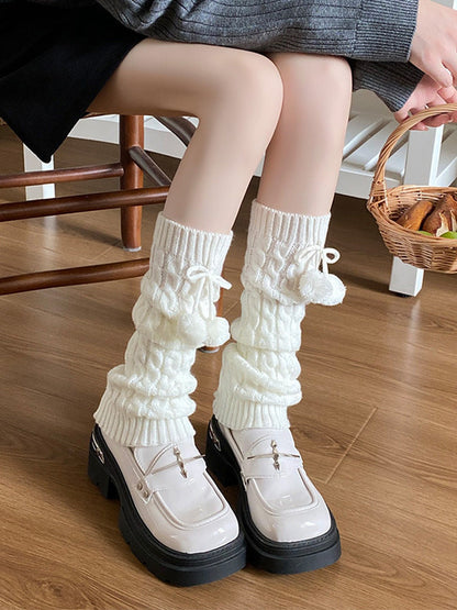 Lolita Warmers (6 Pom-Pom Cable-Knit Style Leg Colors)