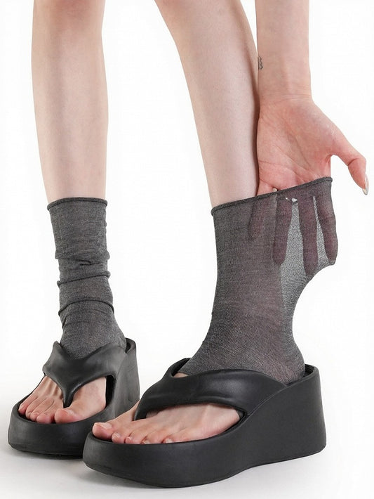 4-Color Solid Semi-sheer Half Palm Ankle Socks - ModaSwings