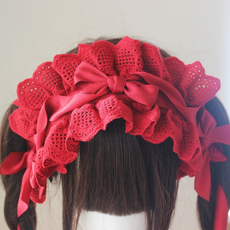 コットンレーストリムの蝶結びディテールハイバンド