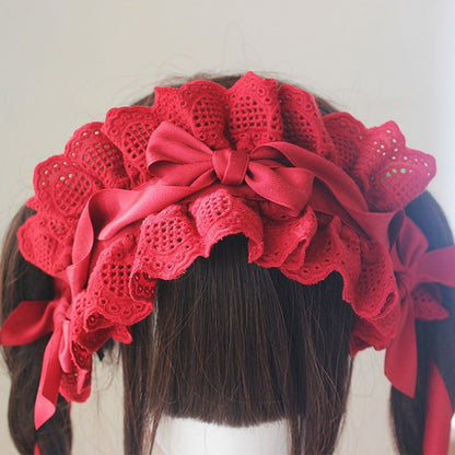 コットンレーストリムの蝶結びディテールハイバンド