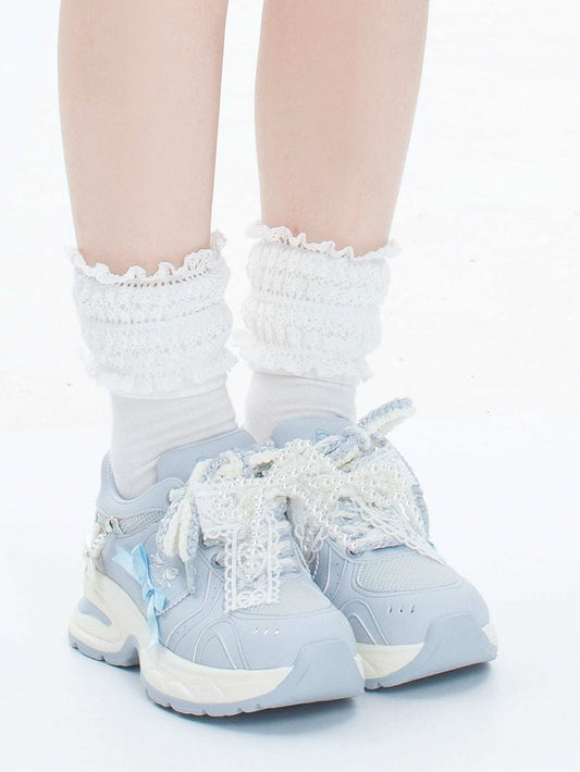 Blue Sweet Decorative Lolita Platform Shoes Bows -