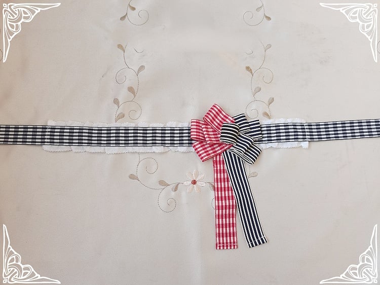 Muster Choker Plaid Bowknot und Streifen