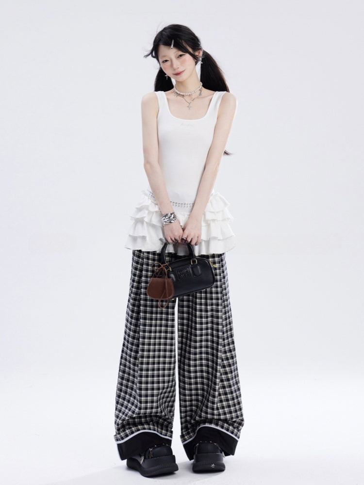 Mini-Ärmelloses Kleid Weißer Balletcore Basken-Taille Stufenrock