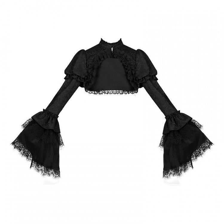 Bolero Lolita Neck Bell Sleeves Ruffled Black Gothic
