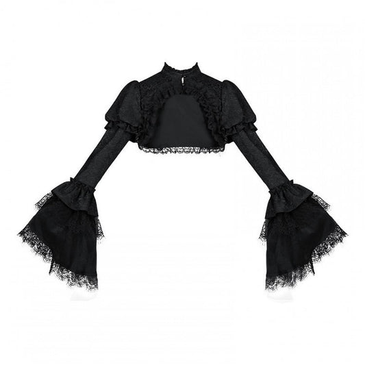 Bolero Lolita Neck Bell Sleeves Ruffled Black Gothic