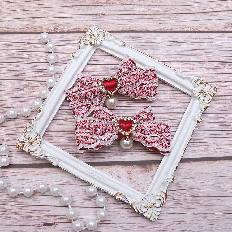 Bowknot Pearl Options Color Kei 10 Hairclip Rhinestone Jirai Lace Heart