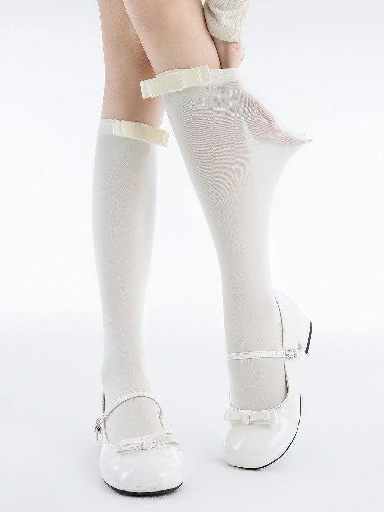 4 Colors Calf JK Decorated Bow 38CM Socks