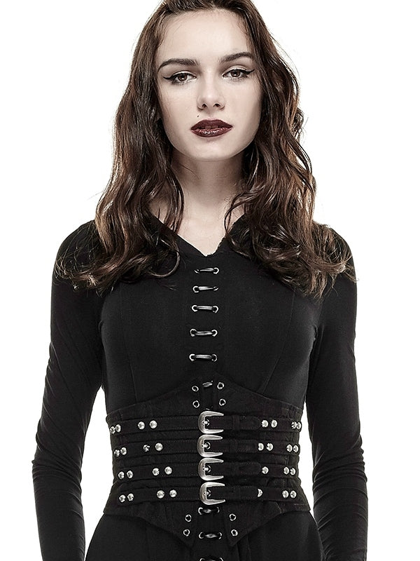 Black Steampunk Buckle Loops Girdle