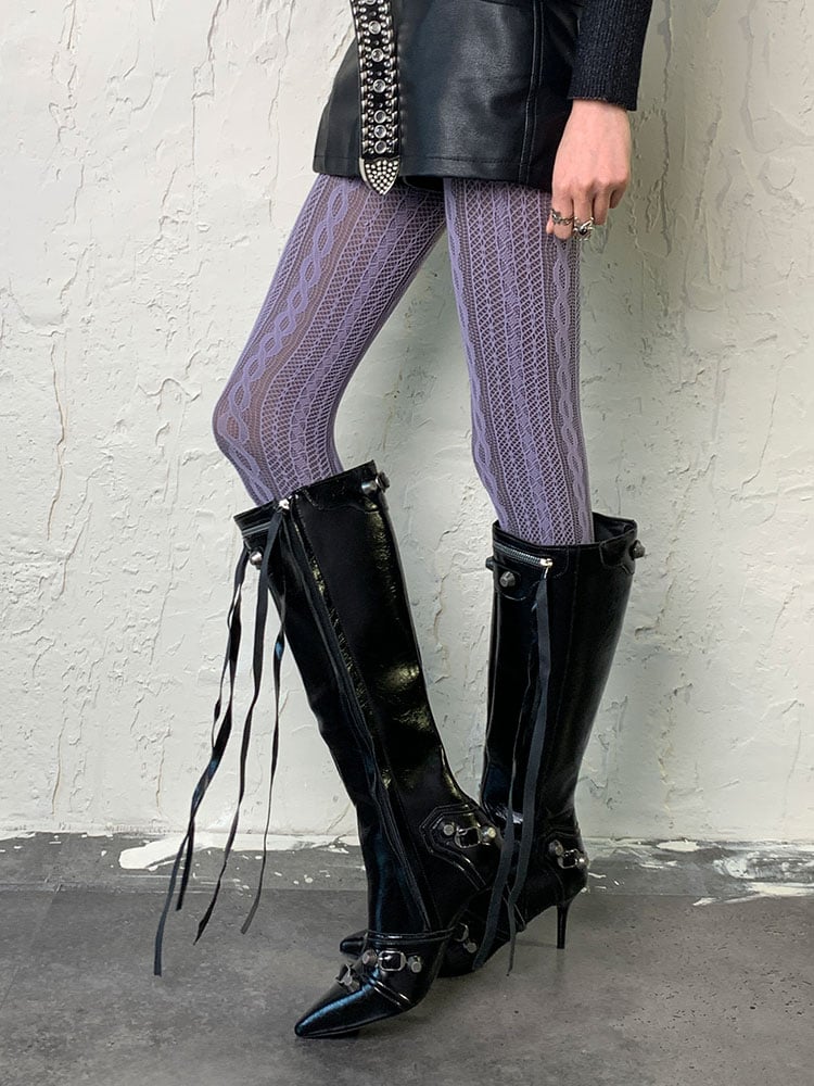 Gothic Dark Gray Y2K Tights