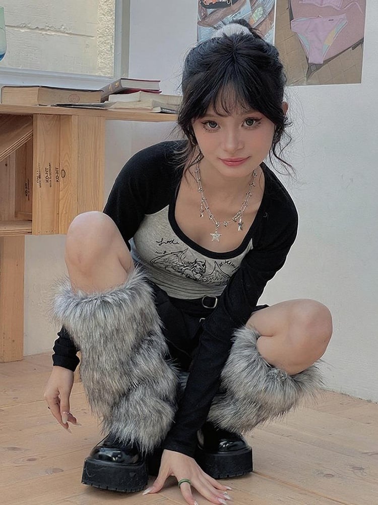 Gray 20CM/30CM/40CM Shaggy Leg Warmers