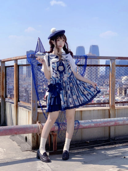 Puppy's Glory Sailor Collar Bowknot Details Blouse