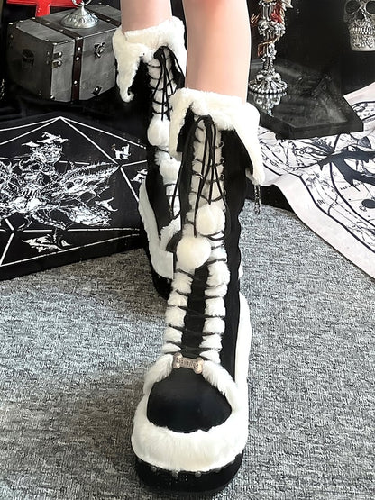 Details Fleece - Version Lining Platform Studded Long Punk Boots